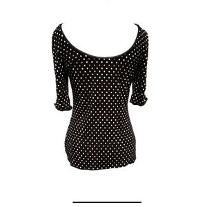 White House Black Market Black Top - White and Tan Polka Dots